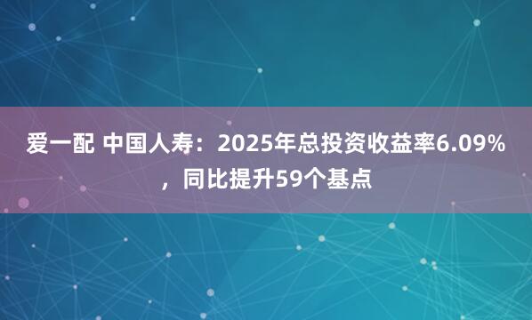 爱一配 中国人寿：2025年总投资收益率6.09%，同比提升59个基点